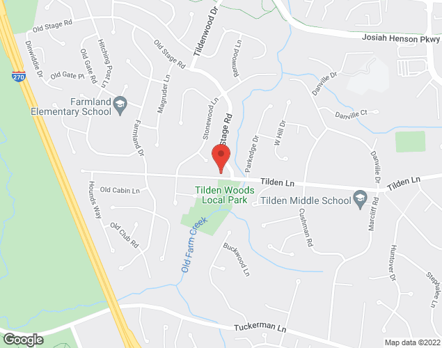 Map showing location at 6800 Tilden Lane, Potomac, MD