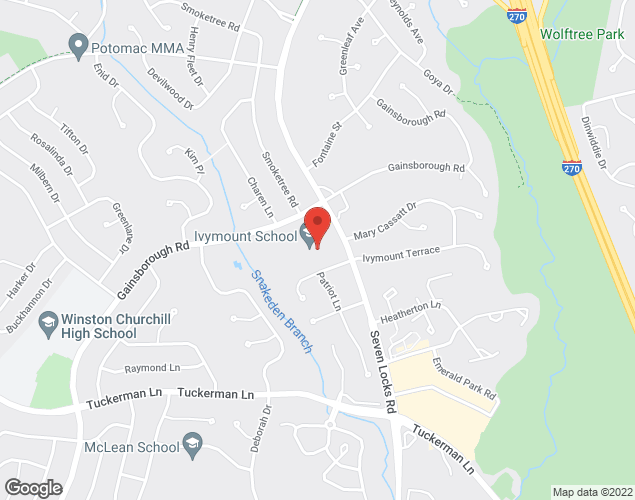 Map showing location at 11614 Seven Locks Rd, Rockville, MD