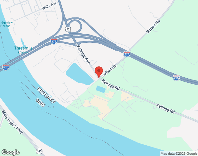 Map showing location at 6701 Kellogg Ave., Cincinnati, OH