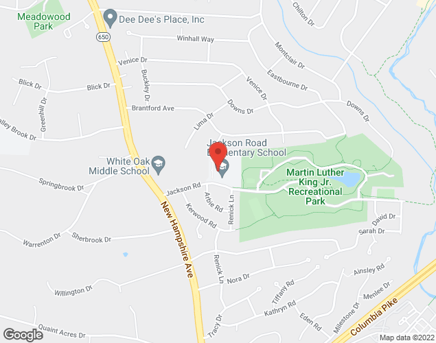 Map showing location at 900 Jackson RD, Silver Spring, MD