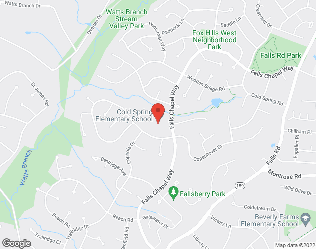 Map showing location at 9201 Falls Chapel Way, Potomac, MD