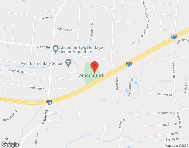 Map showing location at 8531 Forest Road, Cincinnati, OH