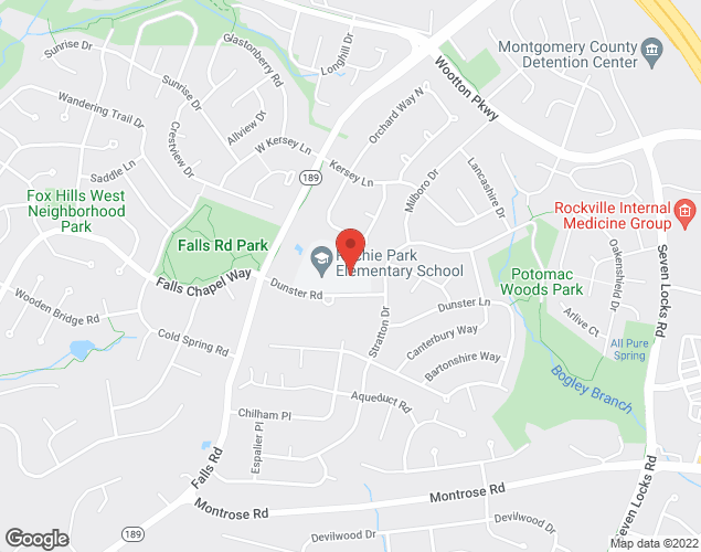 Map showing location at 1514 Dunster Rd., Rockville, MD