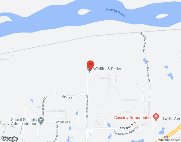 Map showing location at 300 SW Wanamaker Rd, Topeka, KS