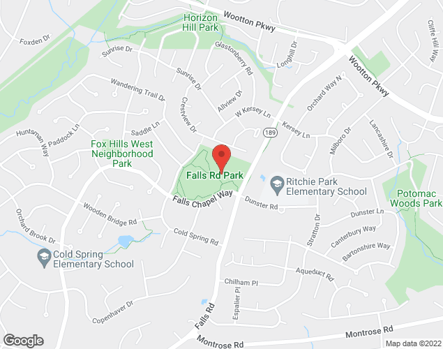 Map showing location at 12600 Falls Rd, Potomac, MD