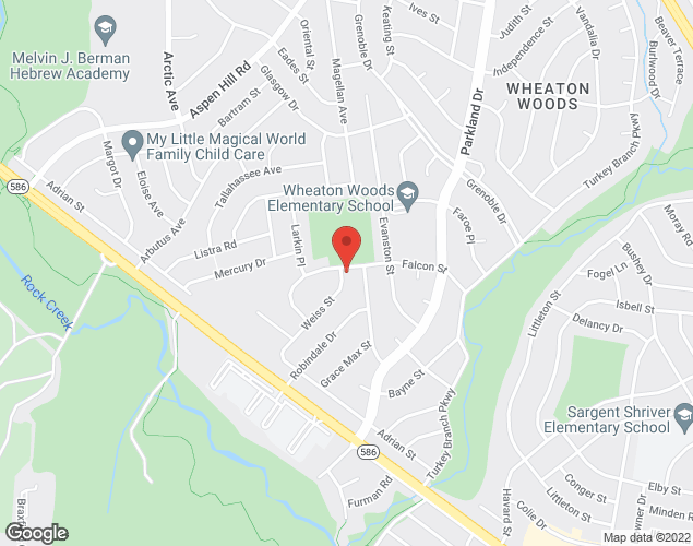 Map showing location at 4650 FALCON ST, WHEATON, MD