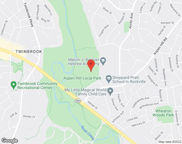 Map showing location at 5013 Baltic Ave., Aspen Hill, MD