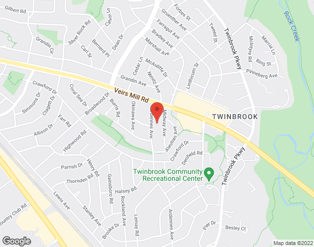 Map showing location at 5911 Ridgeway Avenue, Rockville, MD