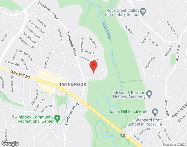 Map showing location at 451 Meadow Hall Dr., Rockville, MD
