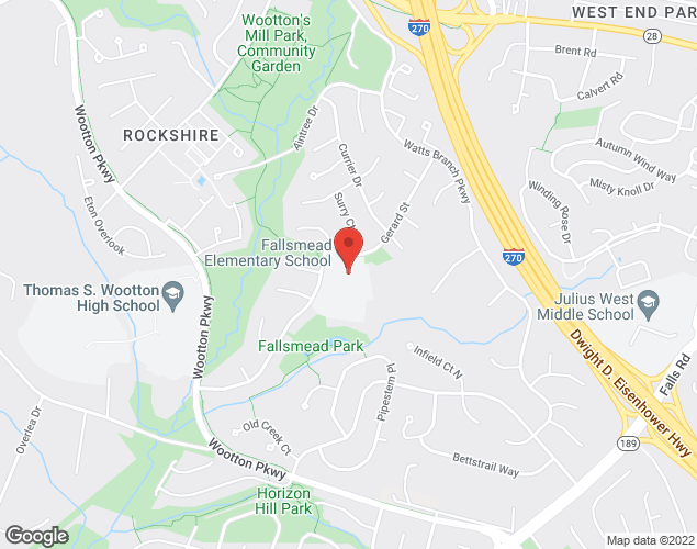 Map showing location at 1800 Greenplace Terrace, Rockville, MD