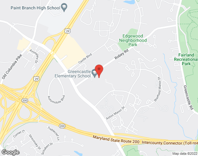 Map showing location at 13611 Robey RD, Silver Spring, MD
