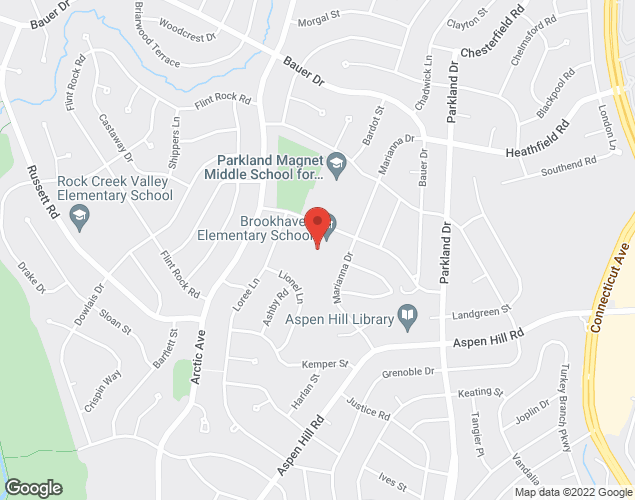 Map showing location at 4610 Renn St., Rockville, MD