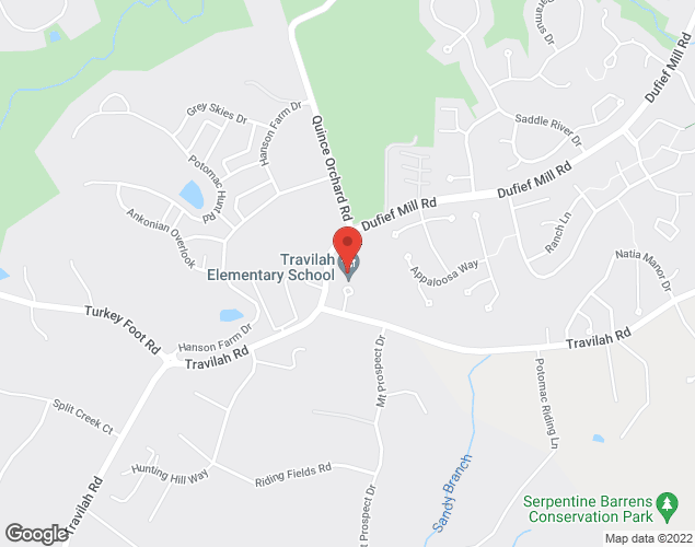 Map showing location at 13801 DUFIEF MILL RD, RD. NORTH POTOMAC, MD