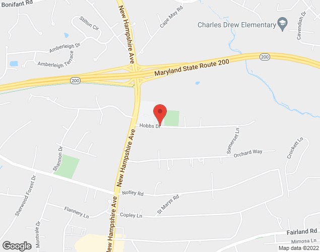 Map showing location at 610 Hobbs Dr., Colesville, MD