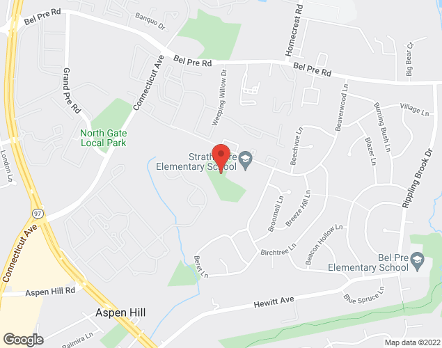 Map showing location at 3210 Beaverwood Ln, Aspen Hill, MD