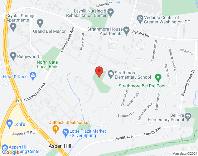 Map showing location at 3210 Beaverwood Ln, Aspen Hill, MD