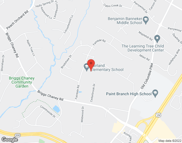 Map showing location at 14315 Fairdale Rd., Silver Spring, MD