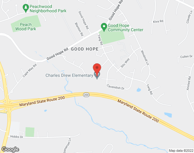 Map showing location at 1200 Swingingdale Dr., Silver Spring, MD