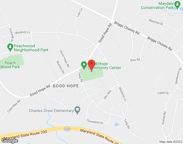 Map showing location at 14715 Good Hope RD, Silver Spring, MD