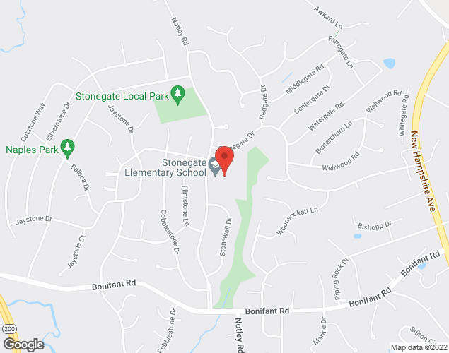Map showing location at 14811 Notley Rd, Silver Spring, MD