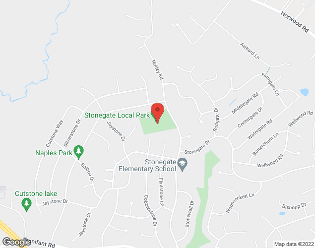 Map showing location at 14920 Notley Rd, Cloverly, MD