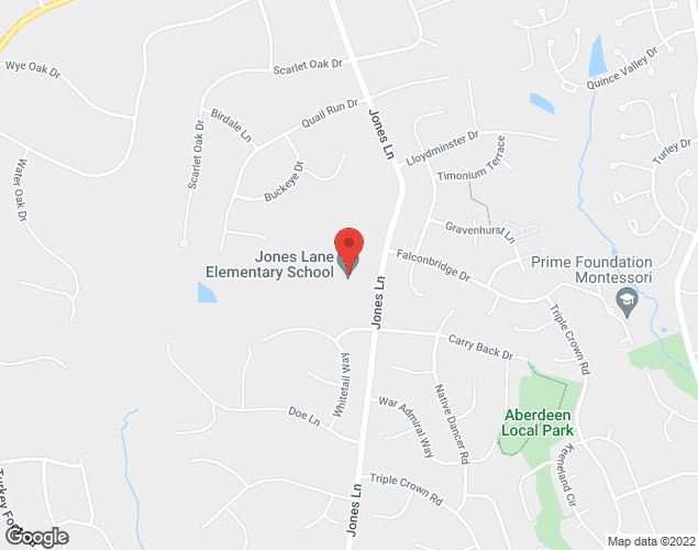 Map showing location at 15110 Jones Ln, Gaithersburg, MD