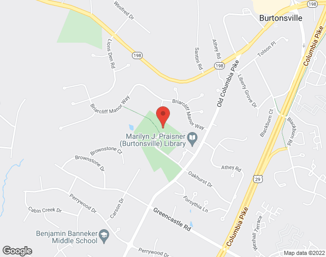 Map showing location at 14900 Old Columbia Pike, Burtonsville, MD