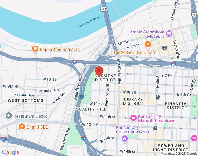 Map showing location at 750 PEnnsylvania, Kansas City, MO