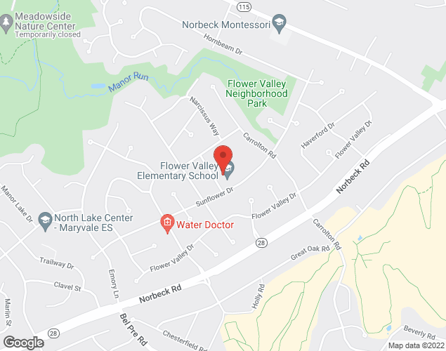 Map showing location at 4615 Sunflower Dr, Gaithersburg, MD