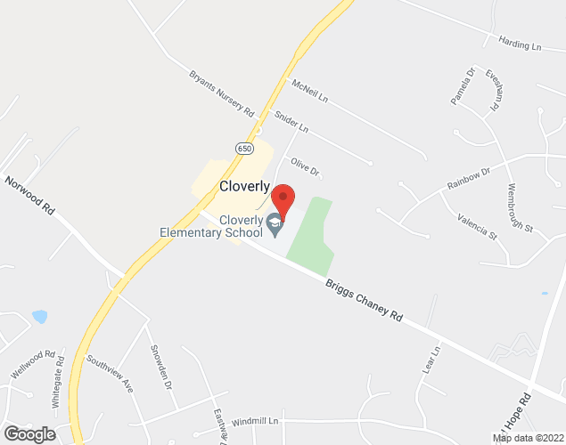 Map showing location at 800 Briggs Chaney Rd., Silver Spring, MD