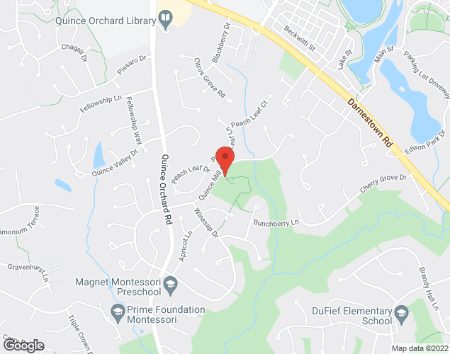 Map showing location at 11900 Quince Mill Rd., Darnestown, MD