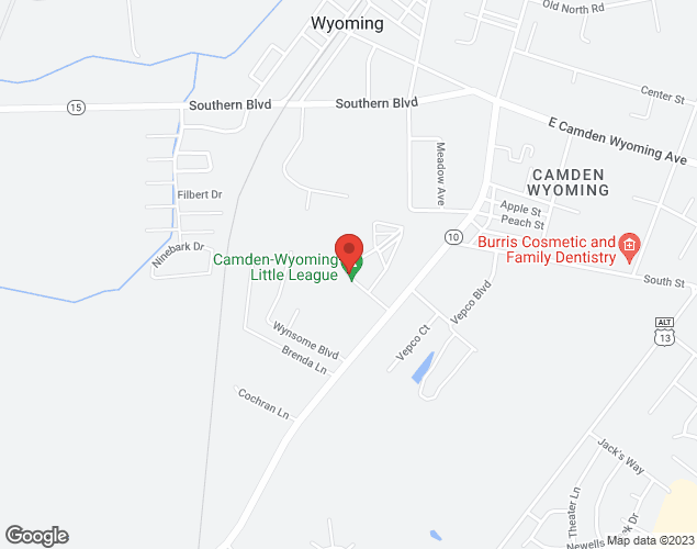 Map showing location at 87 Remus Lane, Camden, DE