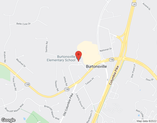 Map showing location at 15516 Old Columbia Pike, Burtonsville, MD