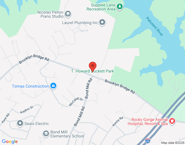 Map showing location at 16601 Supplee Lane, Laurel, MD