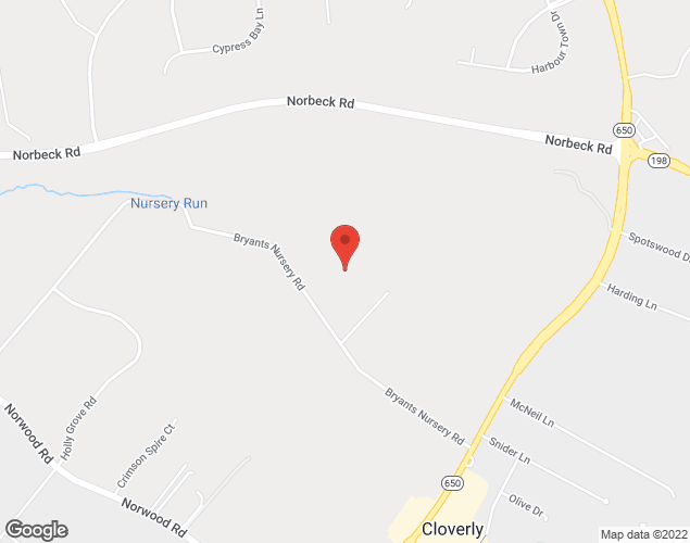 Map showing location at 18400 Muncaster Road, Derwood, MD