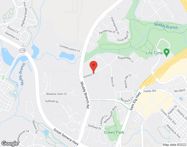 Map showing location at One School Dr, Gaitherburg, MD