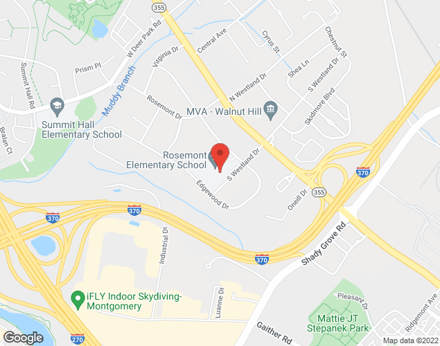 Map showing location at 16400 Alden Ave., Gaithersburg, MD