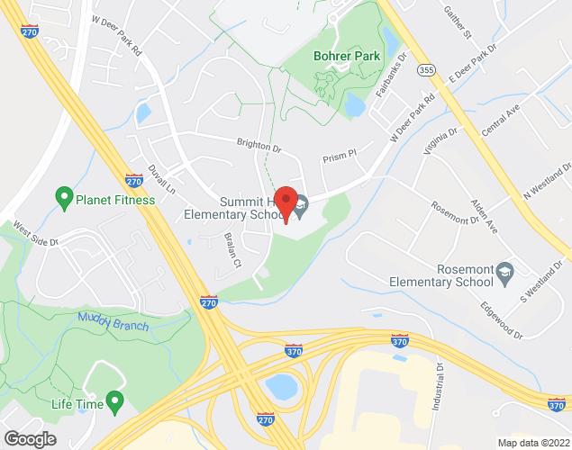 Map showing location at 101 West Deer Park Rd., Gaithersburg, MD