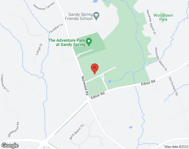 Map showing location at 16501 Norwood Road, Sandy Spring, MD
