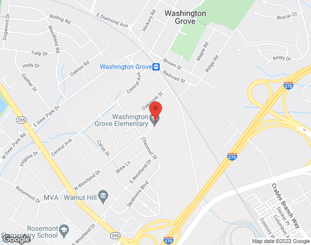 Map showing location at 8712 OAKMONT ST, GAITHERSBURG, MD