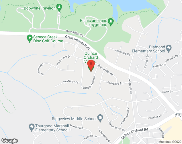 Map showing location at 12015 Suffolk Terr., Gaithersburg, MD