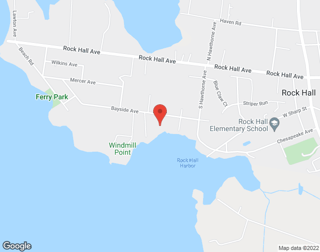 Map showing location at 20927 Bayside Avenue, Rock Hall, MD