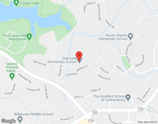 Map showing location at 4 Marquis Dr., Gaithersburg, MD