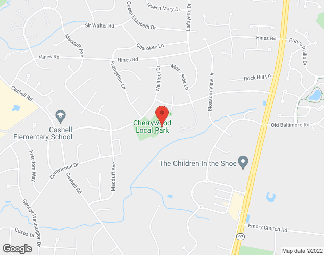 Map showing location at 4100 Cherry Valley Dr., Olney, MD