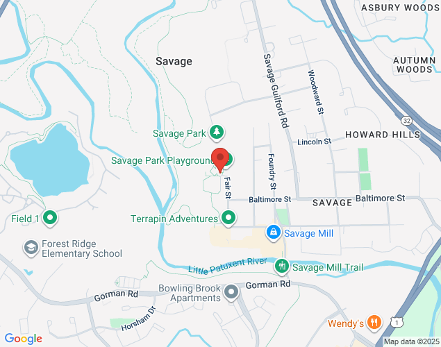 Map showing location at 8400 Fair Street, Savage, MD