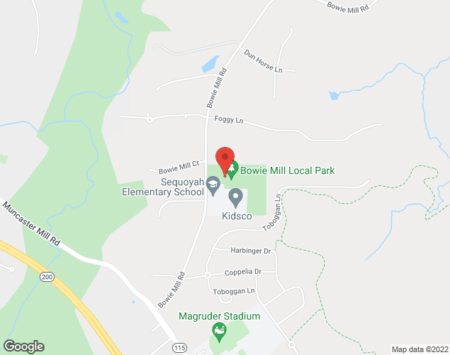 Map showing location at 17311 Bowie Mill Rd., Derwood, MD
