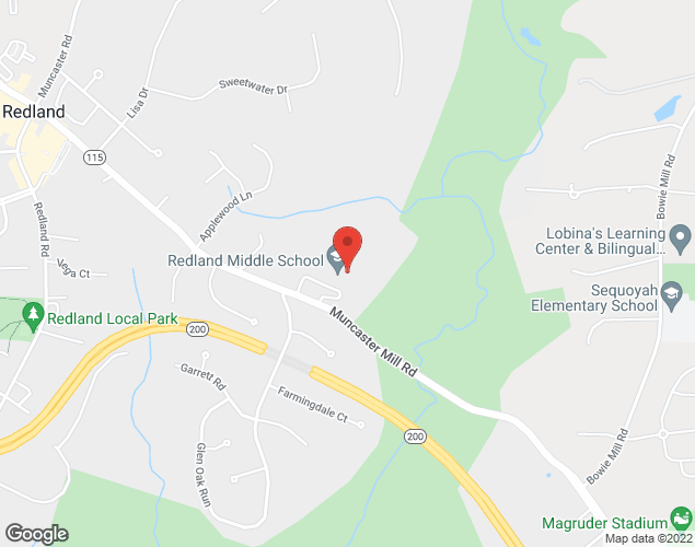 Map showing location at 6505 Muncaster Mill Rd, Rockville, MD