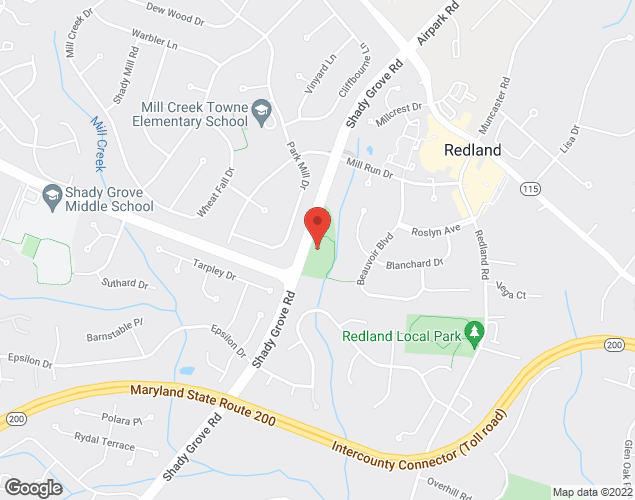 Map showing location at 17401 Shady Grove Rd., Gaithersburg, MD