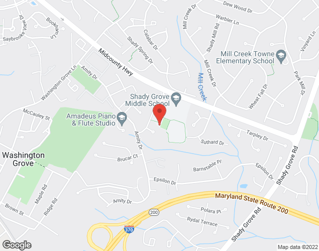 Map showing location at 8100 Midcounty Hwy., Gaithersburg, MD