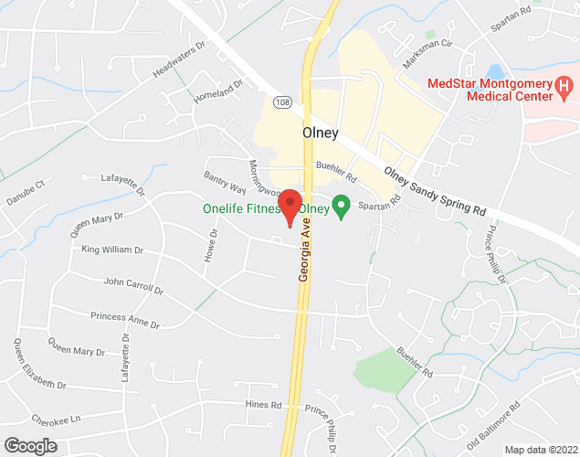 Map showing location at 3401 Queen Mary Dr., Olney, MD